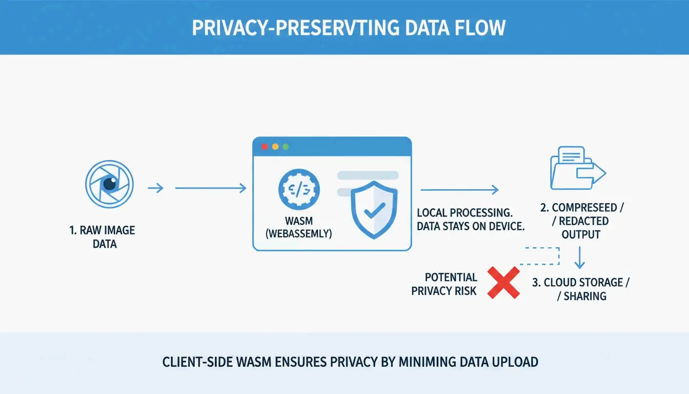 3-step visualization of local vs cloud processing for privacy