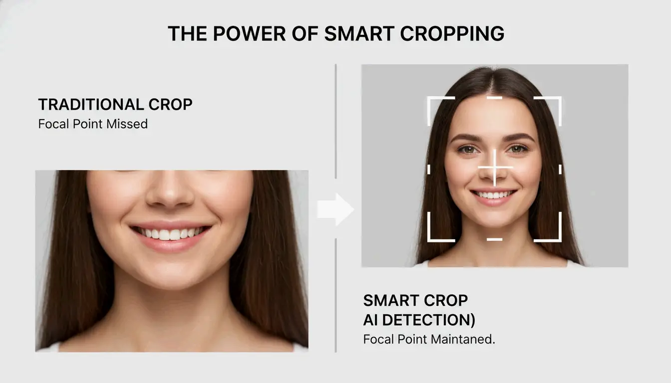 Visual demonstration of Smart Cropping vs. Center Cropping
