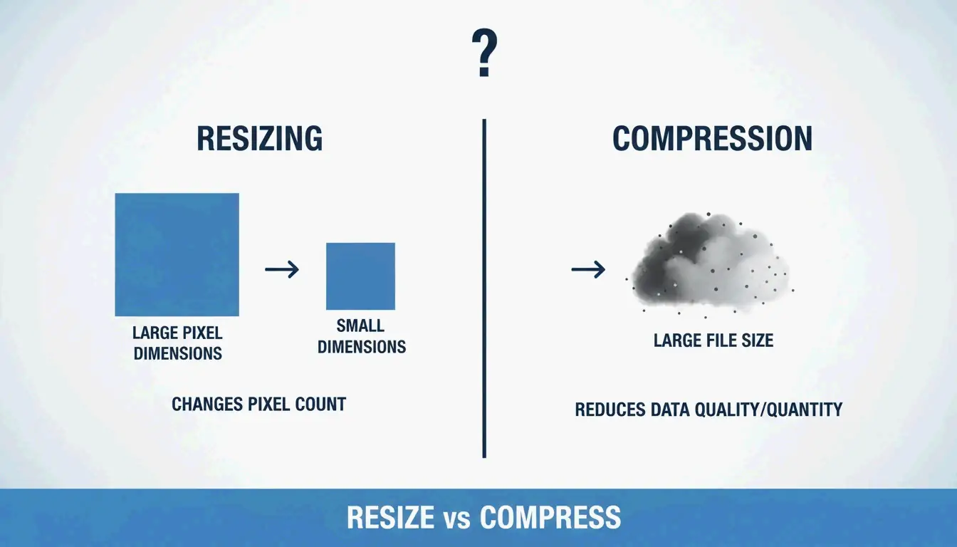 A simple comparison between Pixel Resizing vs. File Compression.