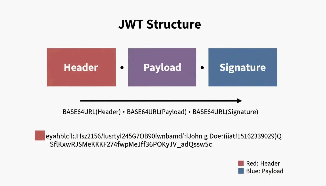 Simplified 3-part structure of a JWT token