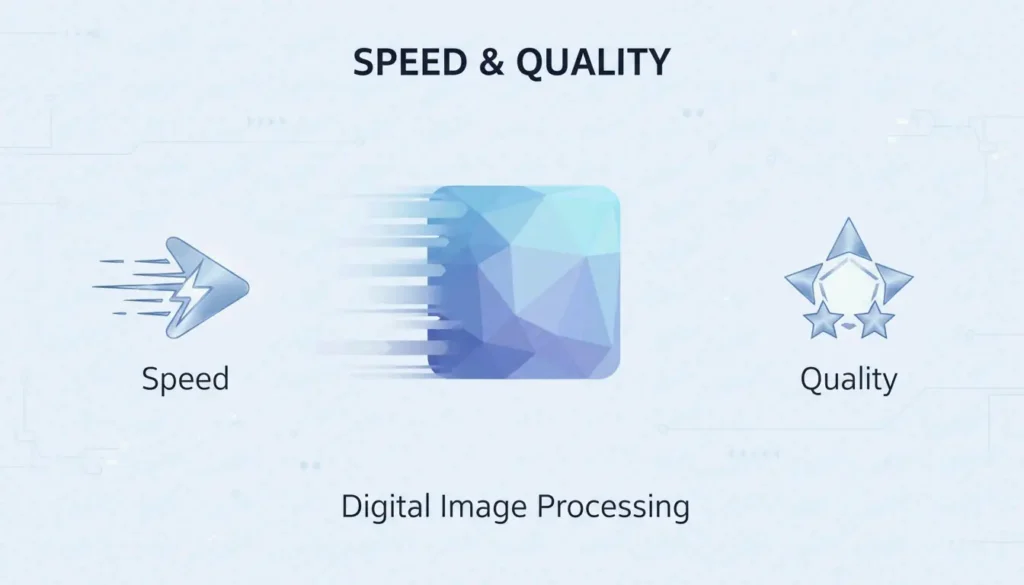 A sleek, modern visual representing fast, high-quality browser-based image resizing