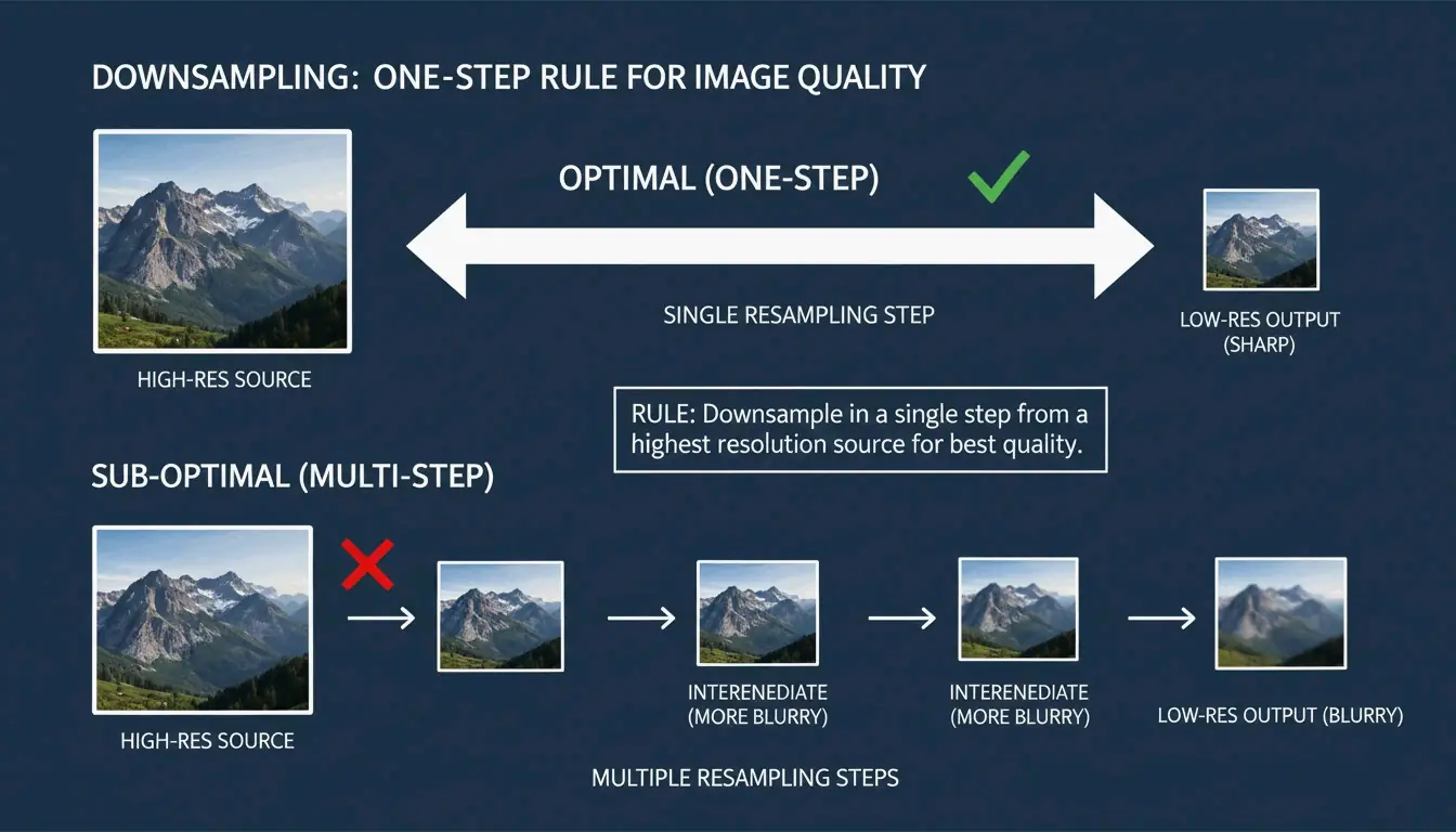 Comparison of single-step vs. multi-step resizing quality