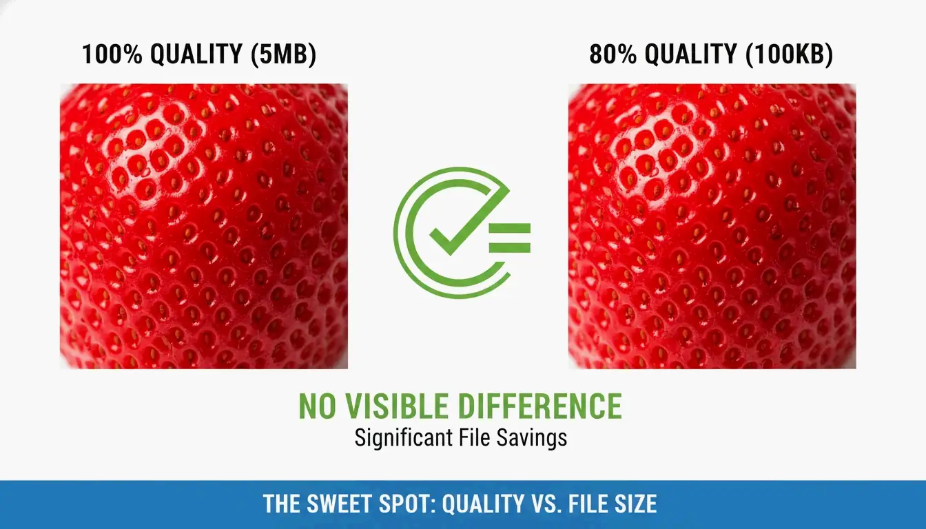 Side-by-side comparison of 100% vs 80% quality