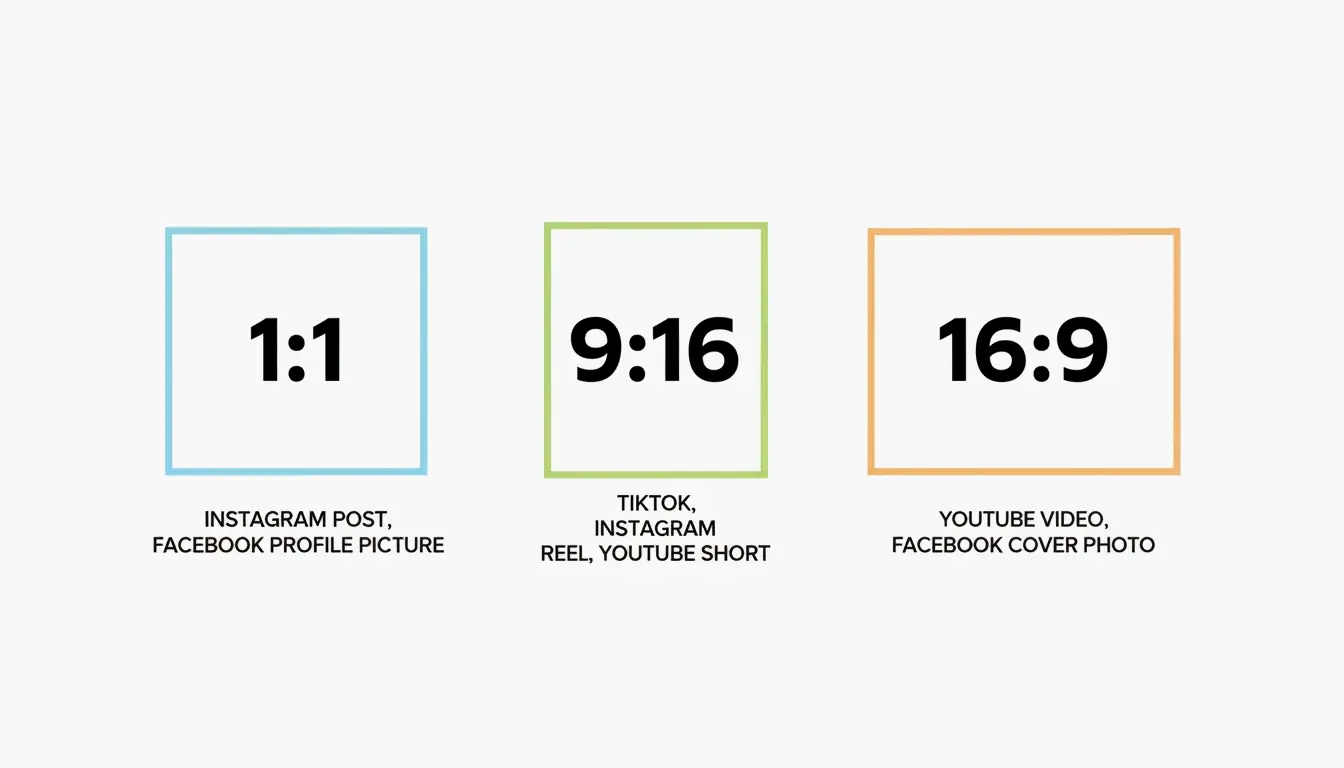 A visual guide of common aspect ratios (1:1, 9:16, 16:9)