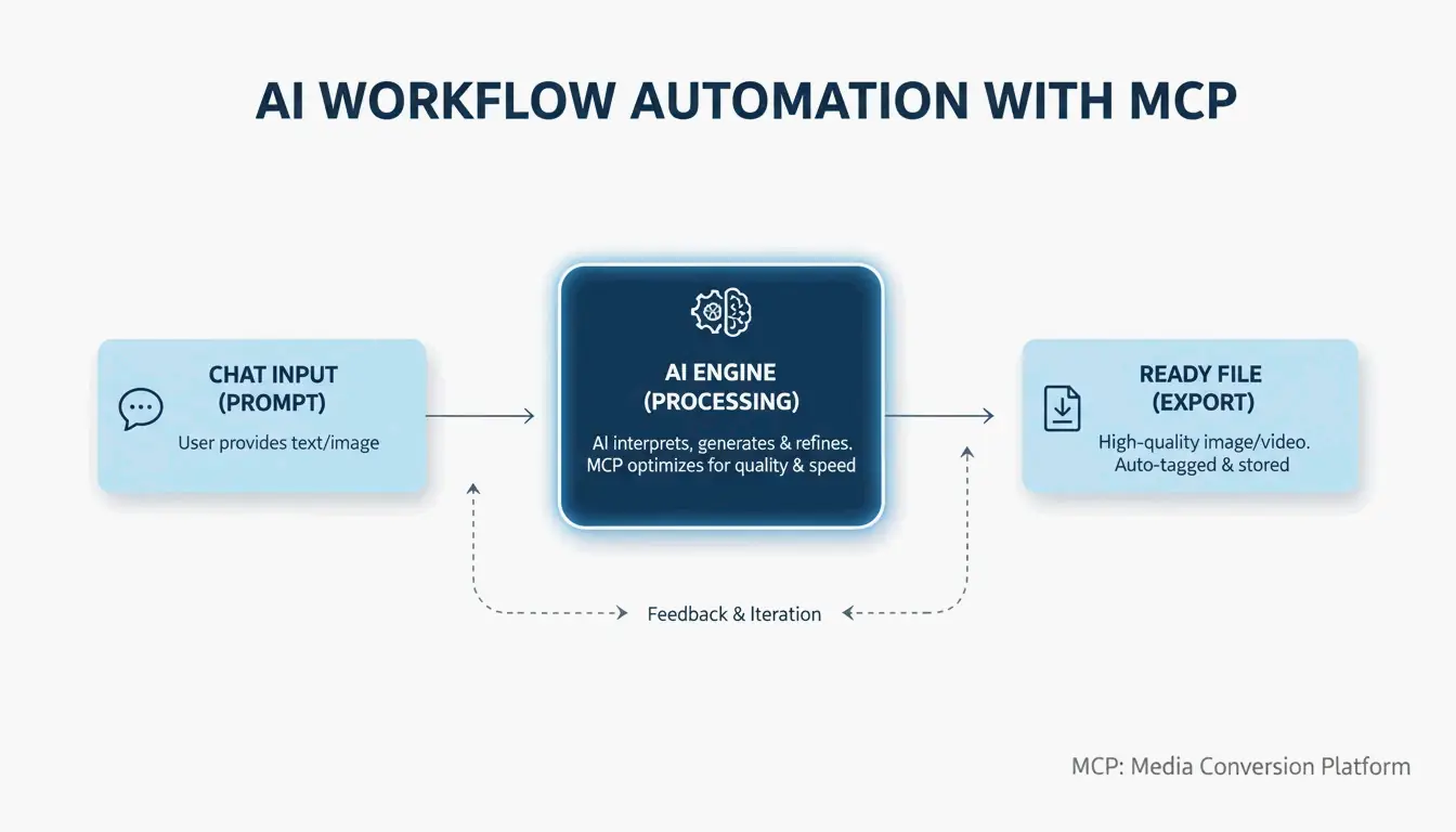 A simple 3-step AI-driven workflow: User Prompt -> AI Processing -> Optimized Image.