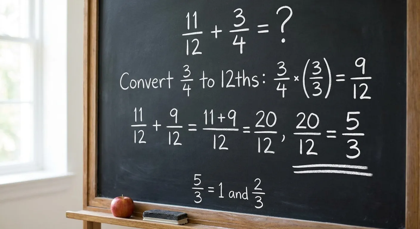 十二分之十一加四分之三等于几？详细分步图解