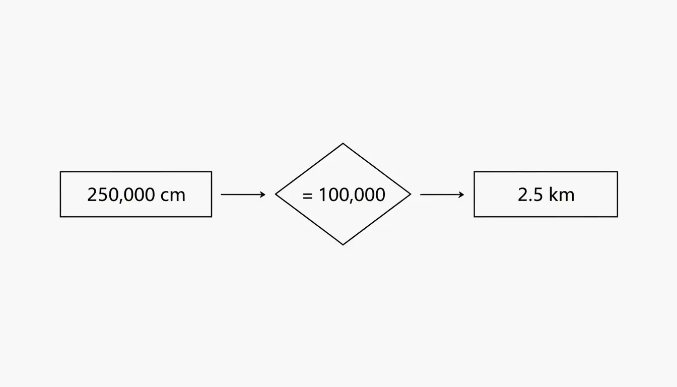 Minimalist cm to km conversion logic diagram