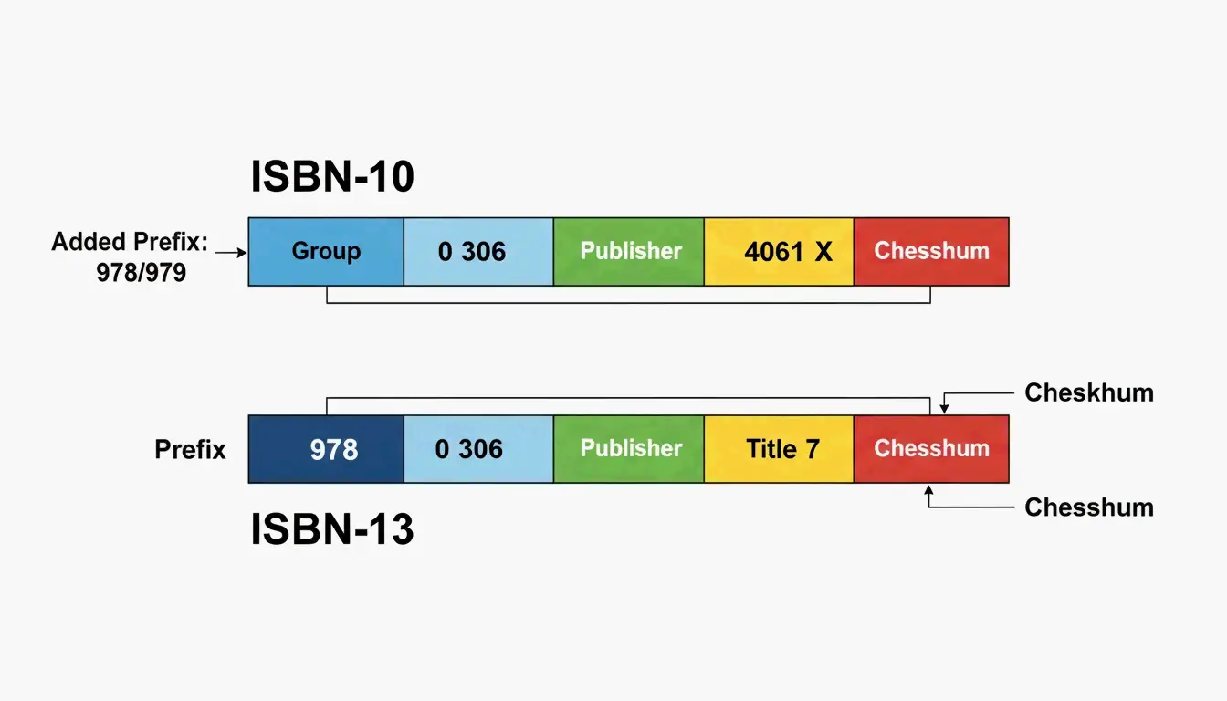 ISBN-10与ISBN-13结构的直观对比