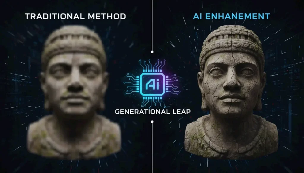 视觉隐喻：AI算法与传统像素复制的代际差异