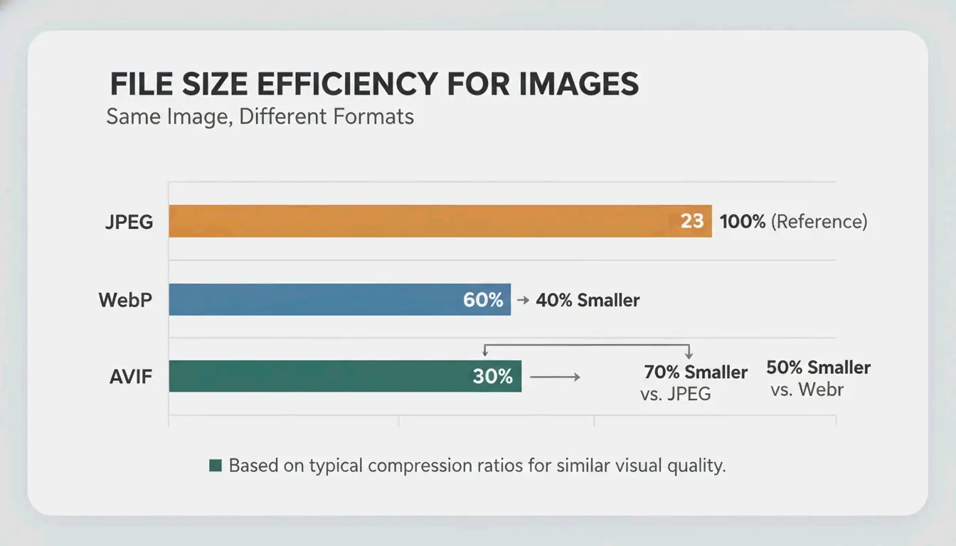 A simple visualization of AVIF vs. JPEG file size efficiency
