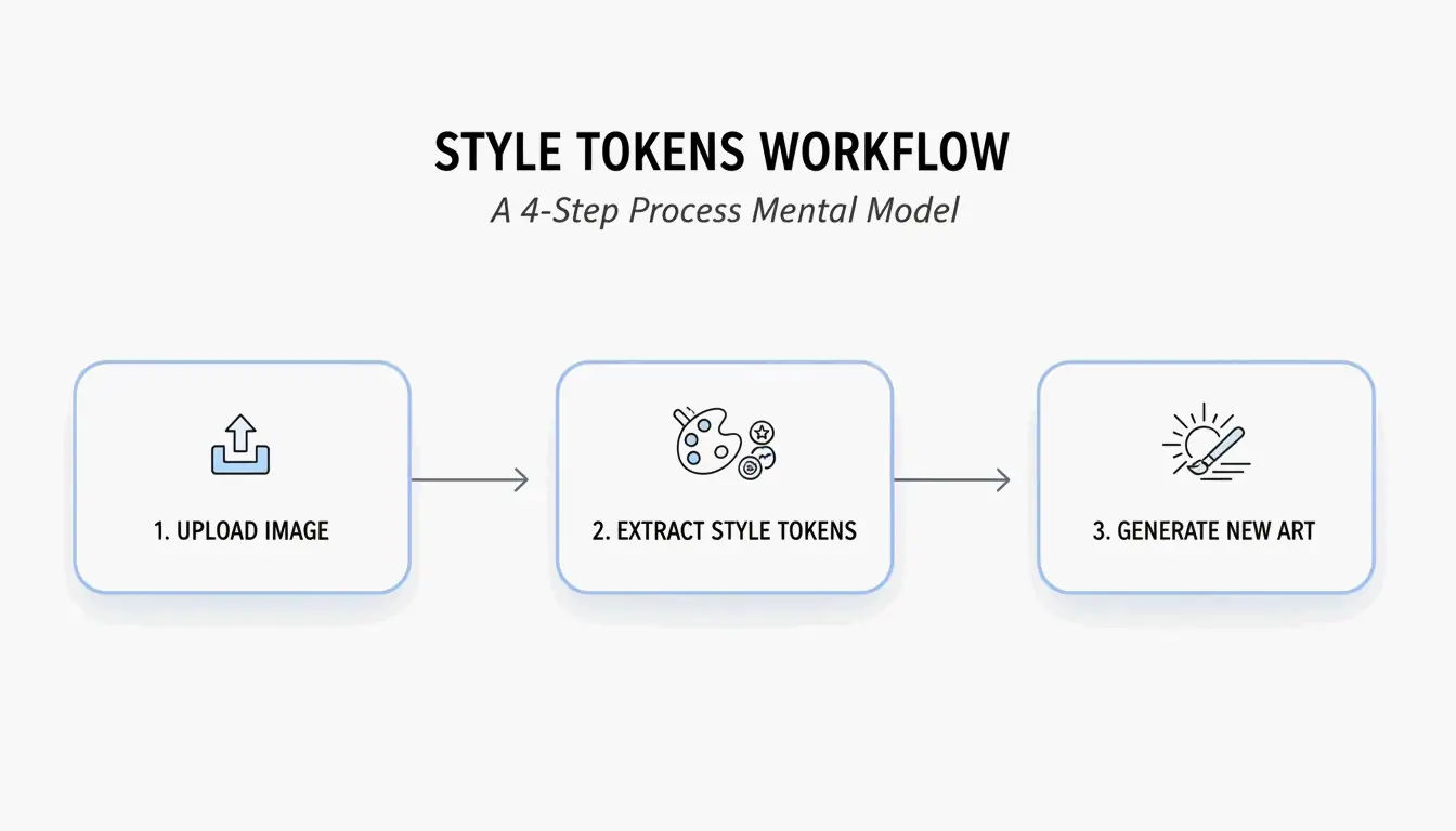 3-step core workflow: Upload -> Extract Tokens -> Generate New