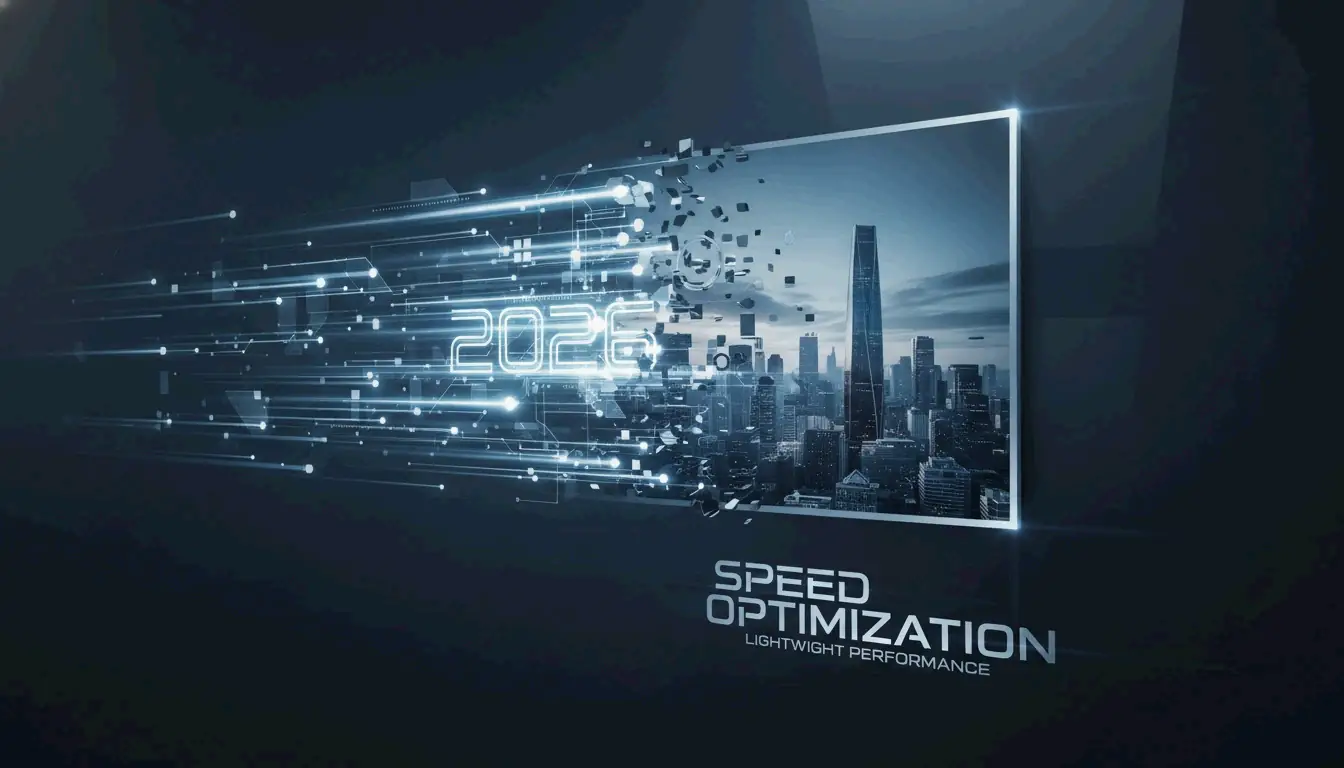A sleek, modern visual representing high-speed web performance and optimized digital imagery.