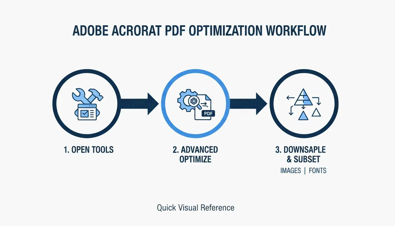 A 3-step visualization of the PDF optimization workflow.