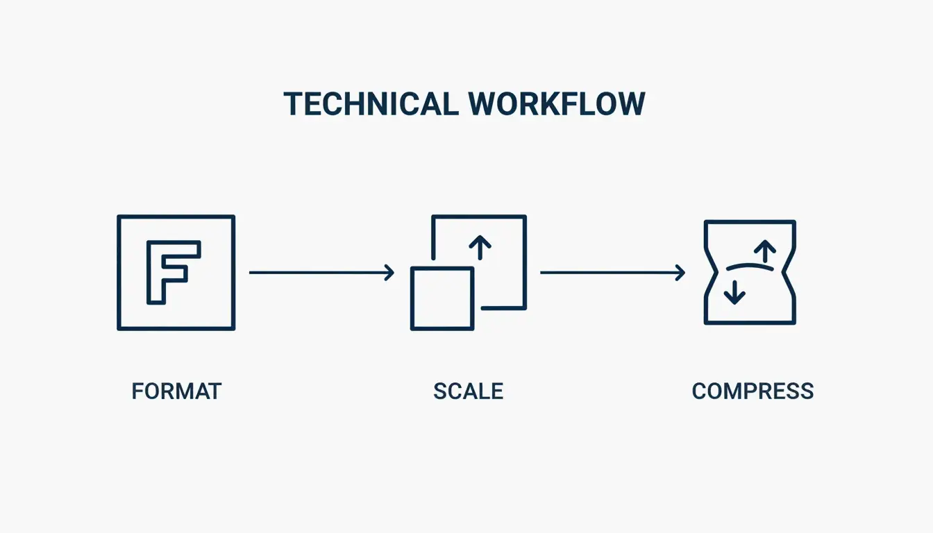 The 3-step optimization workflow: Format, Scale, Compress