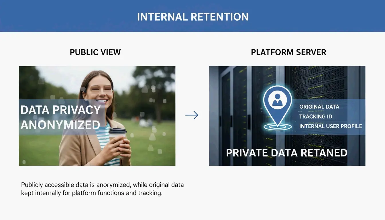The contrast between what the public sees vs. what the platform stores