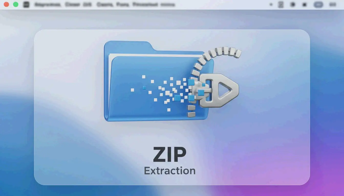 A sleek visual representing file decompression on macOS