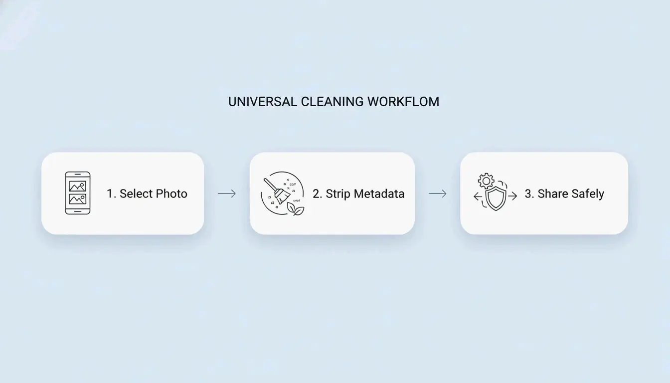 A simple 3-step workflow for cleaning photos before sharing